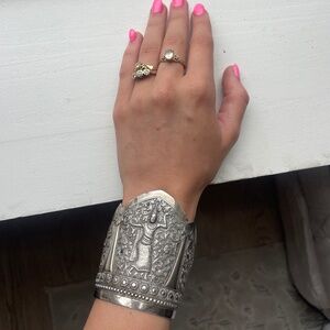 Vintage Sterling Silver Indian Cuff Bracelet